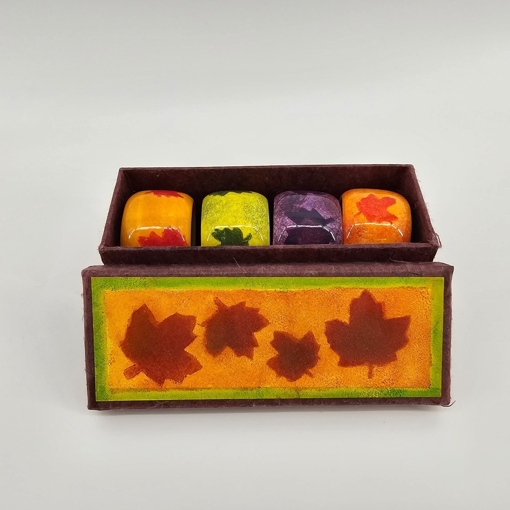 NIB Department 56 by Jane Davies Orchard Set of 4 Ceramic Napkin Rings Autumn